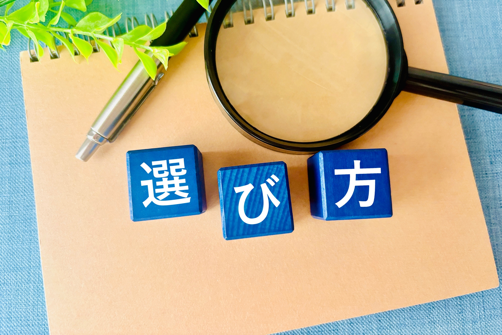 選び方の文字と虫眼鏡