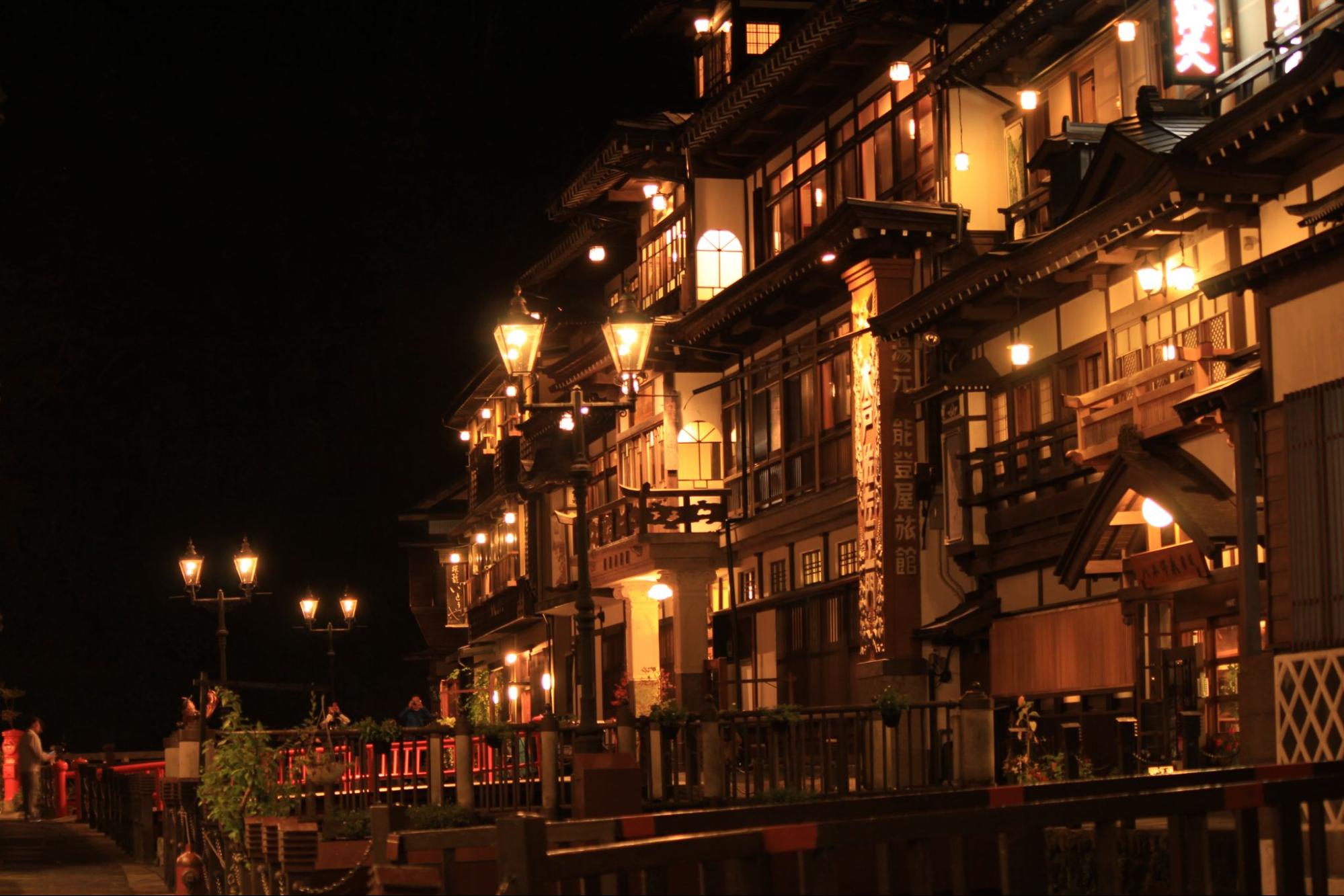 銀山温泉の夜景(山形県尾花沢市)